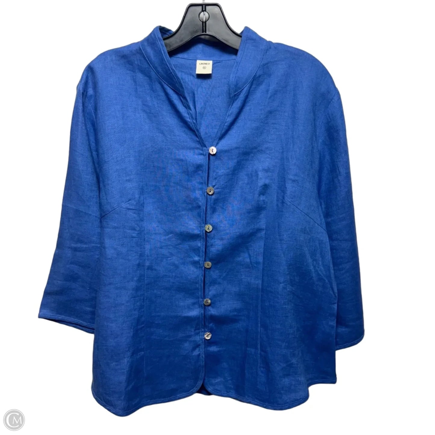 Linen Top Long Sleeve By Lintico In Blue, Size: Xl