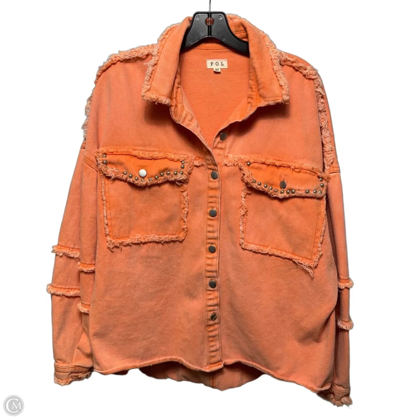 Oversized Studded Jacket Denim By Pol In Orange, Size: M
