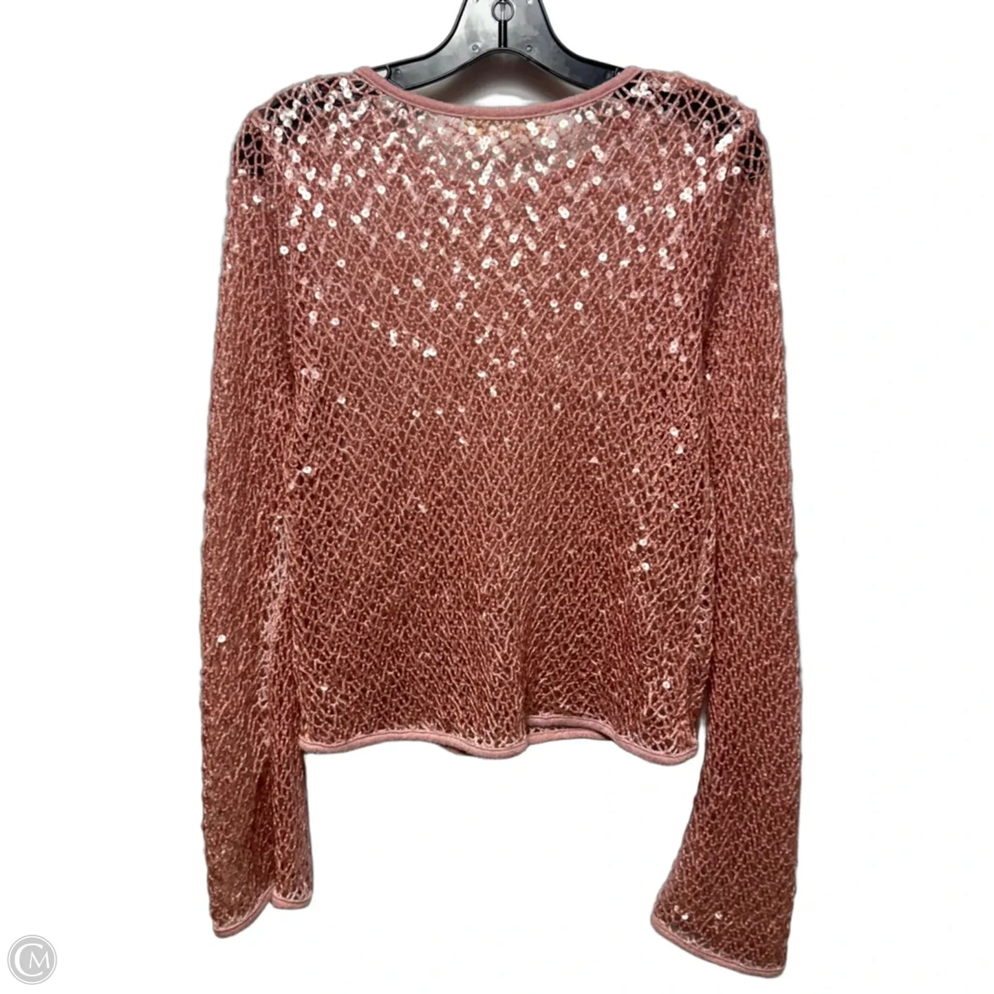 Sequin Open Knit Sweater By Blue Tassel In Pink, Size: M (estimated)