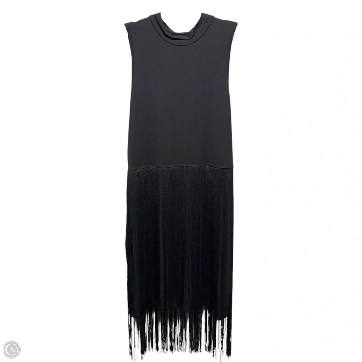Fringe Trim Mock Neck Sleeveless  Dress Casual Midi By Clothes Mentor In Black, Size: Xl