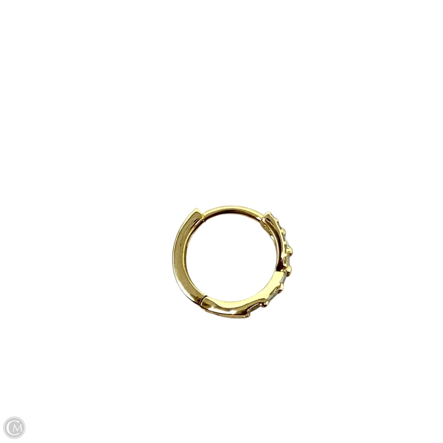 Gold Over Sterling Silver Crystal Hinged Huggie Hoop Earrings