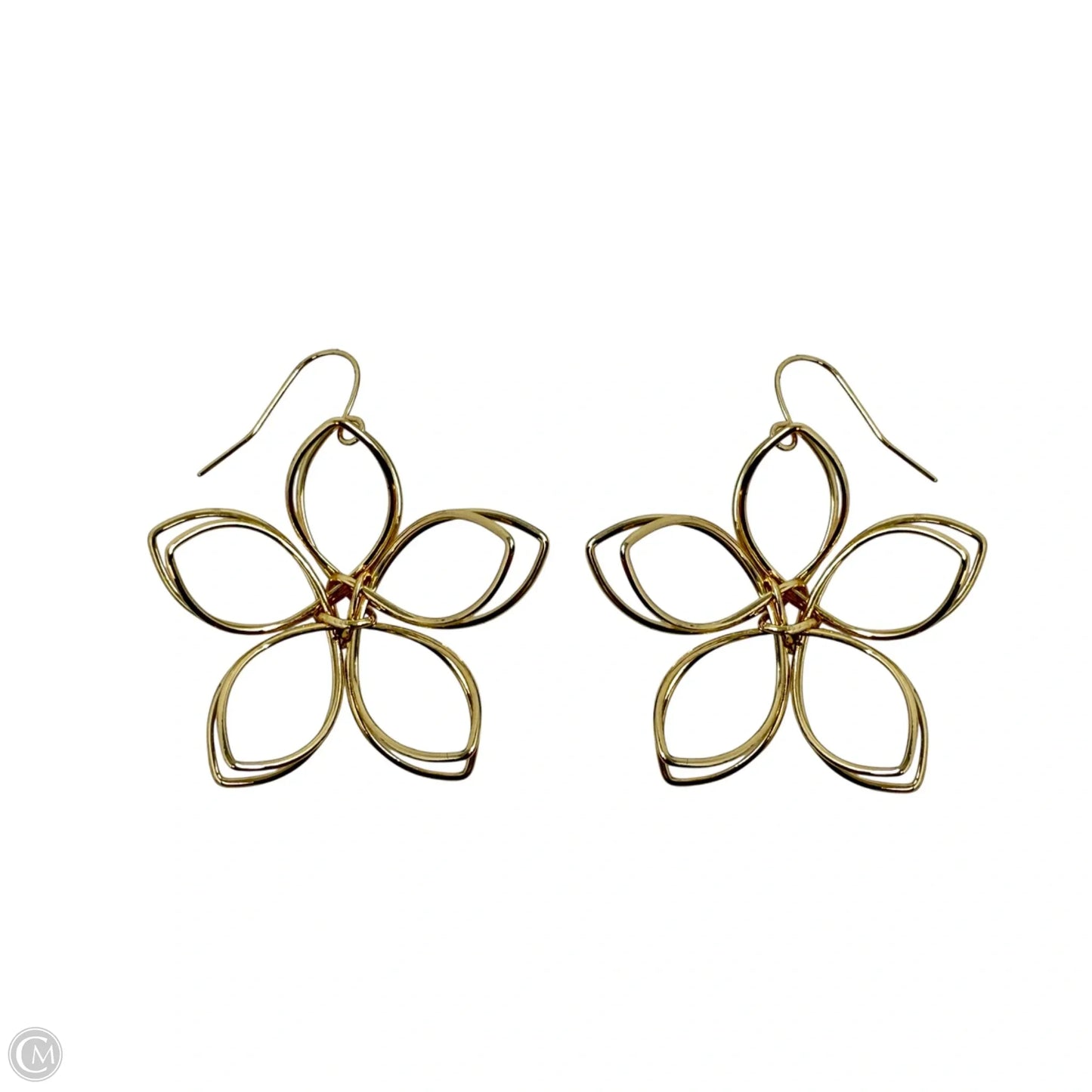 Gold Tone Wire Flower Earrings