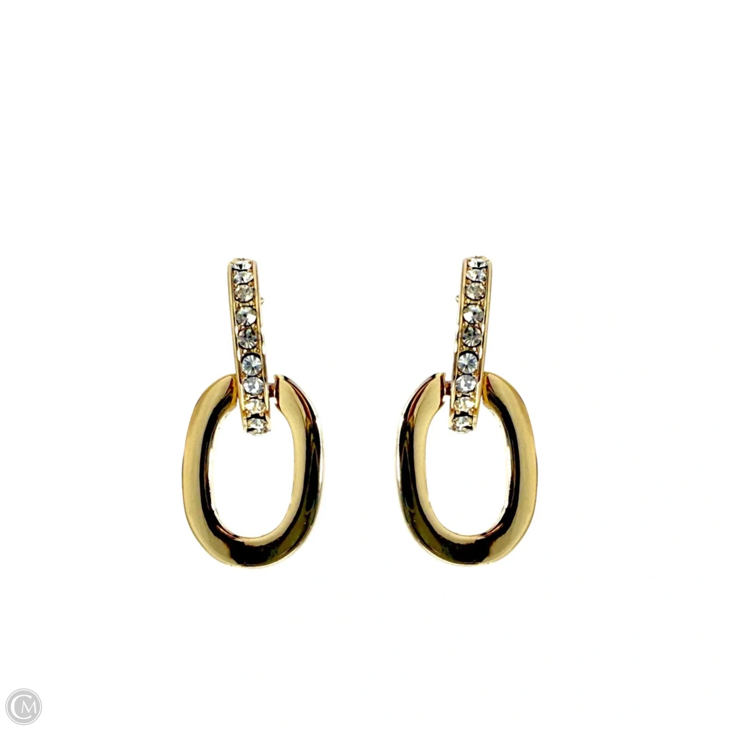 Gold Tone & Pavé Double Drop Hoop Earrings