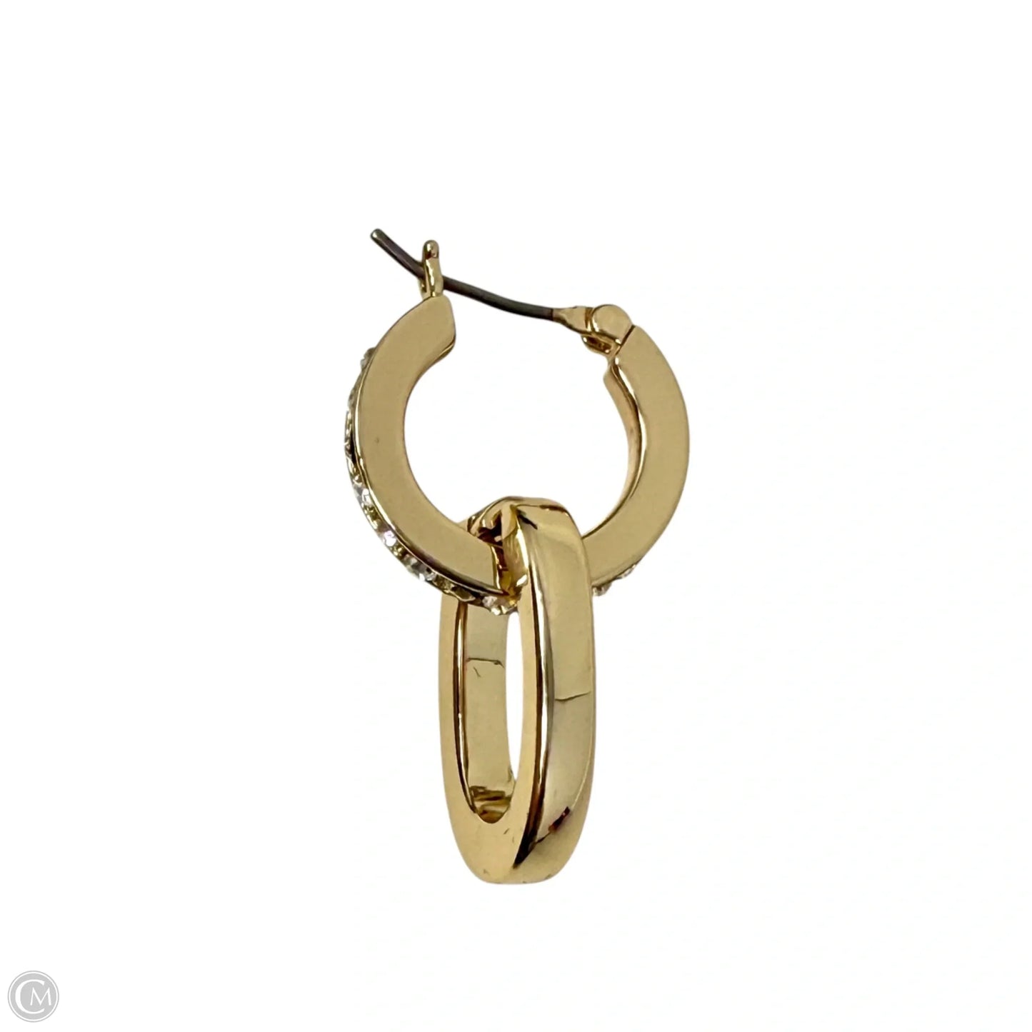 Gold Tone & Pavé Double Drop Hoop Earrings