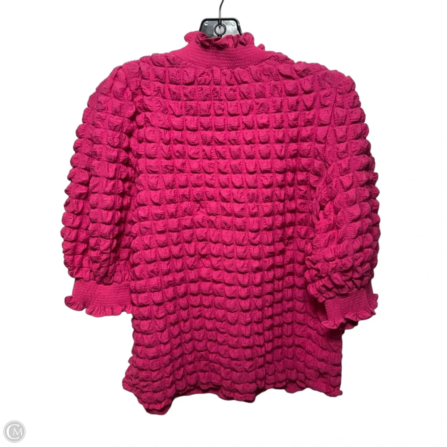 Textured Mock Neck Top By English Factory In Pink, Size: M
