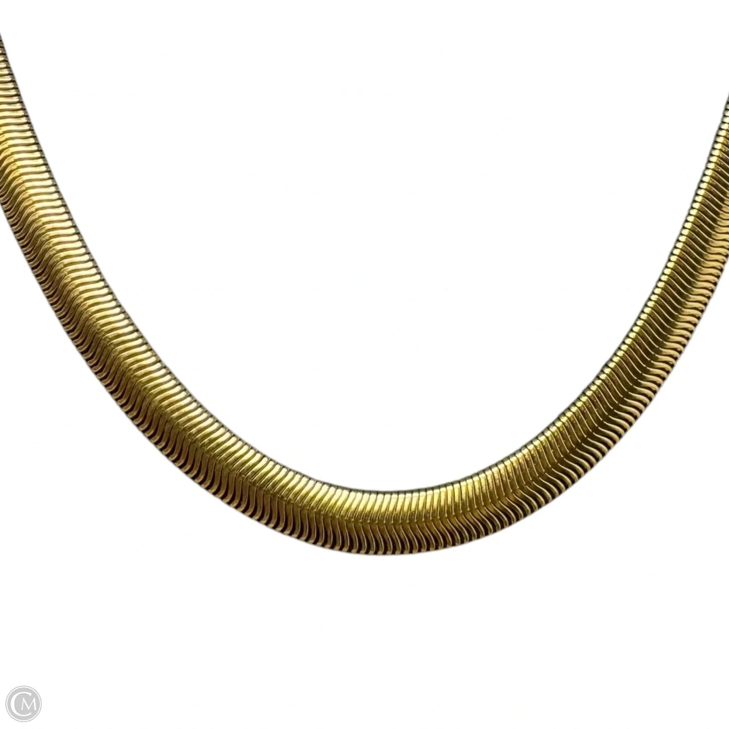 Gold Tone Stainless Steel Herringbone Necklace