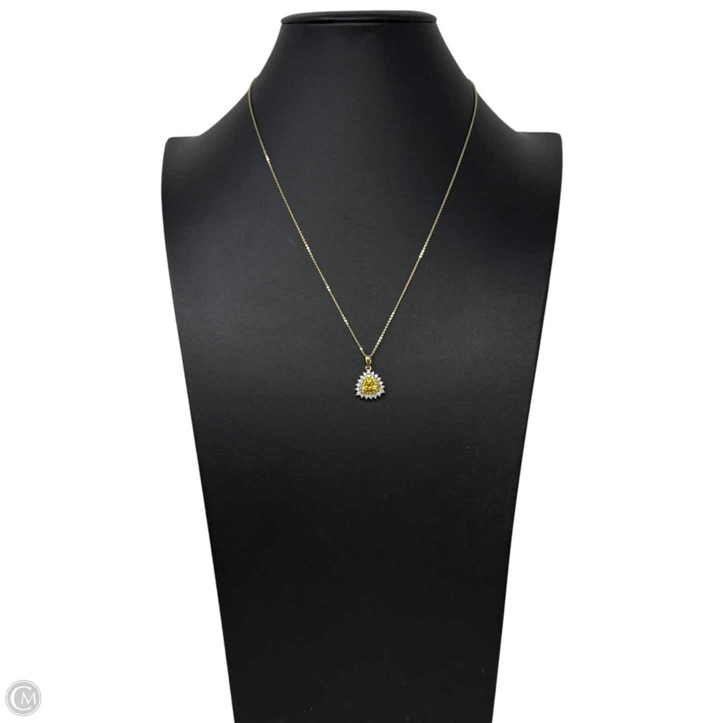 Sterling Silver & Trillion-Cut Yellow Gemstone Halo Pendant Necklace By D’Joy