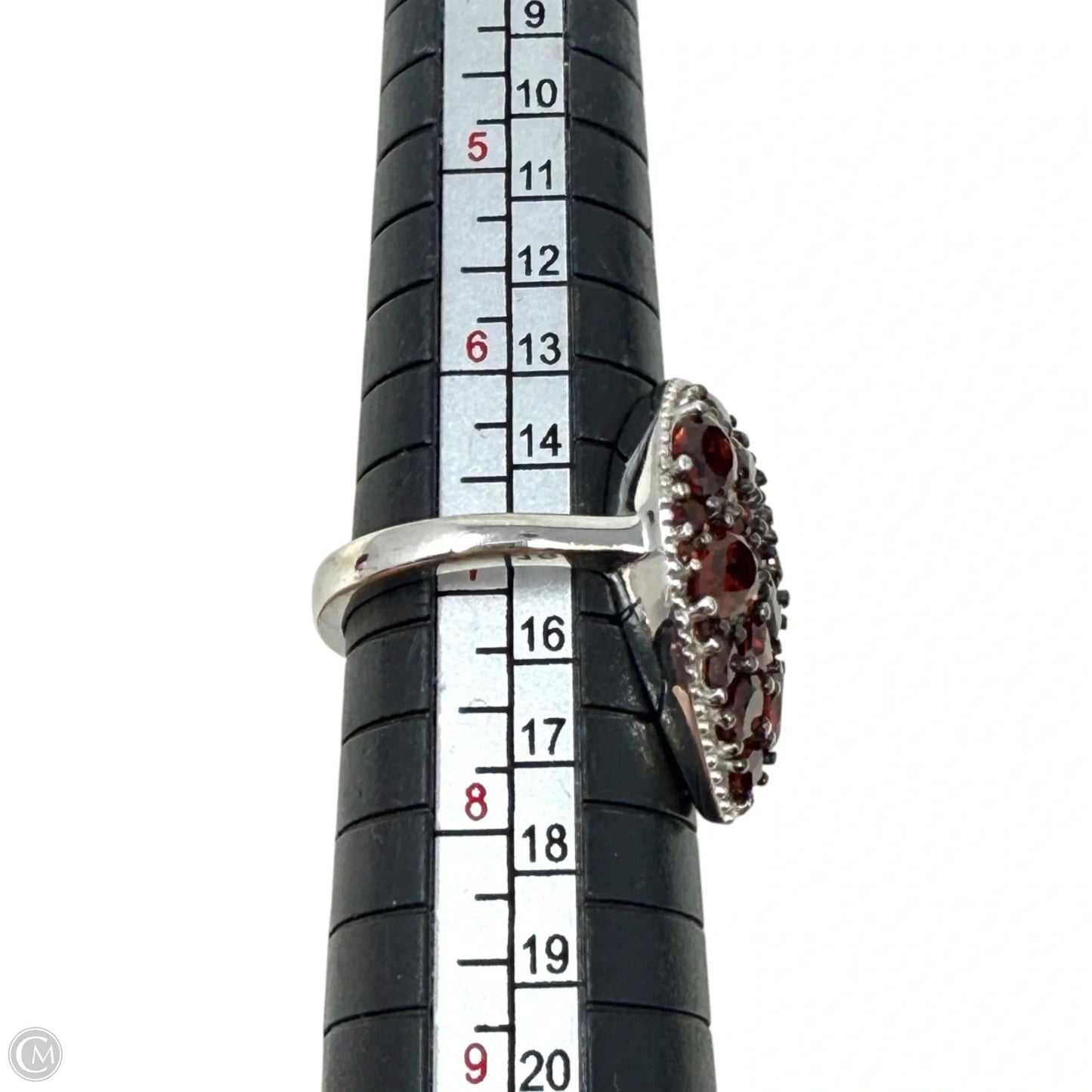 Mozambique Garnet & White Zircon 4.15 ctw Dahlia Flower Ring in Rhodium Over Sterling Silver By D’Joy, Size: 7