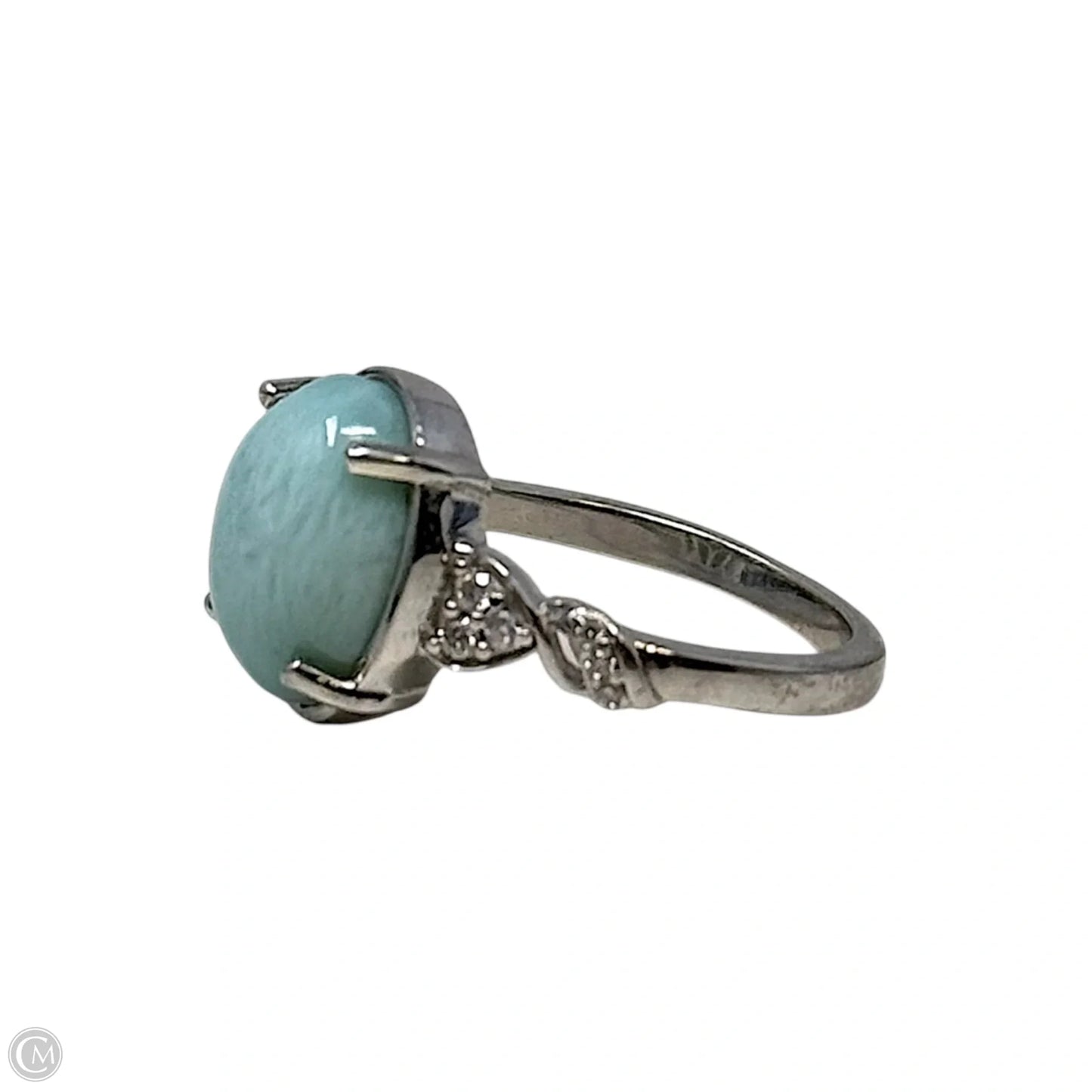 Larimar & Moissonite Ring Sterling Silver By D’Joy, Size: 7