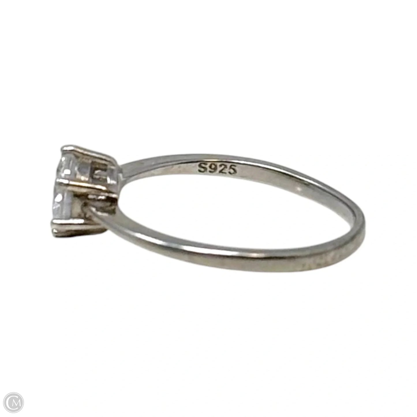 CZ Solitaire Ring Sterling Silver, Size: 7