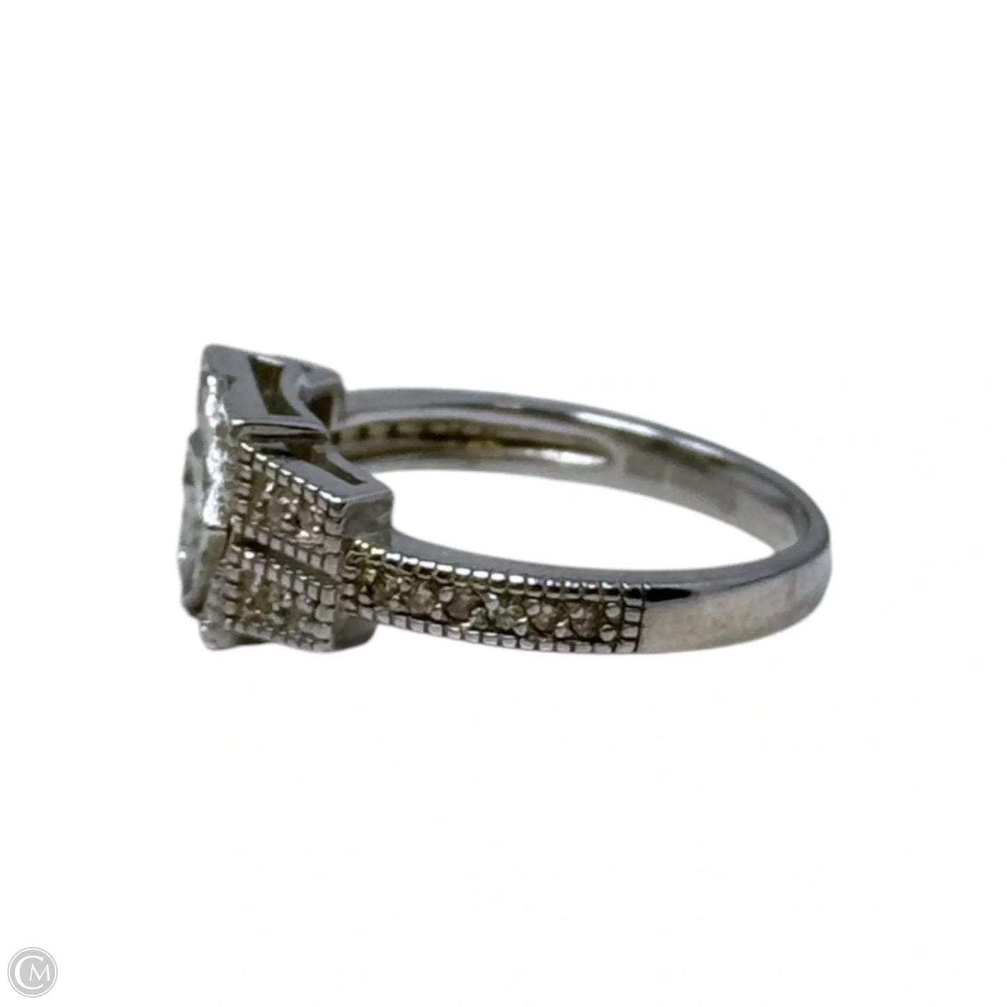 Diamond & Sterling Silver Ring Stamped Hou, Size: 7