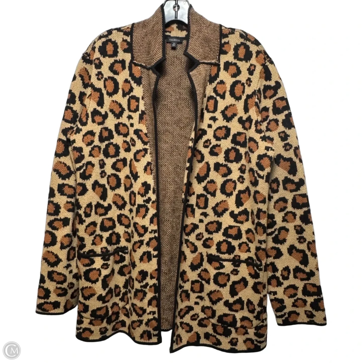Sweater Cardigan By Talbots In Animal Print, Size: M