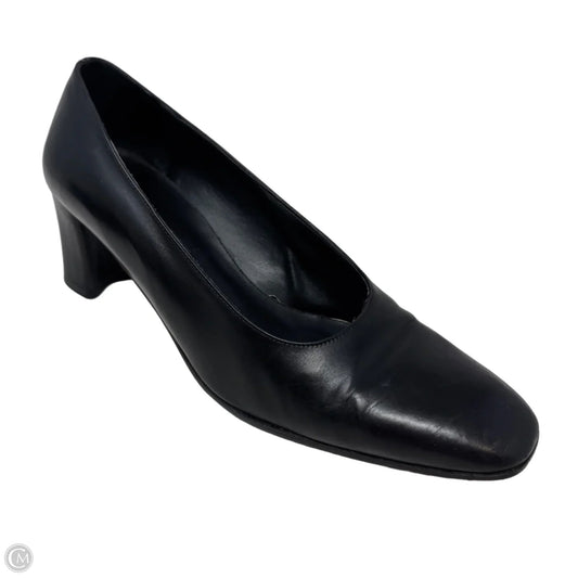 Vintage Square Toe Block Heel Nappa Pumps By Sesto Meucci In Black, Size: 8.5