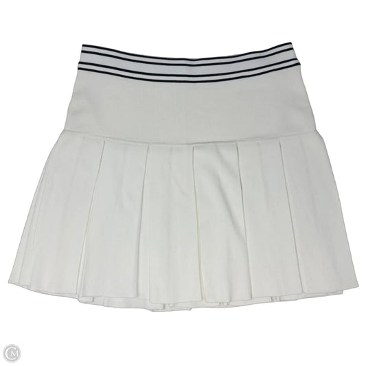 Knit Pleated Skirt Designer By Tory Burch In White, Size: S