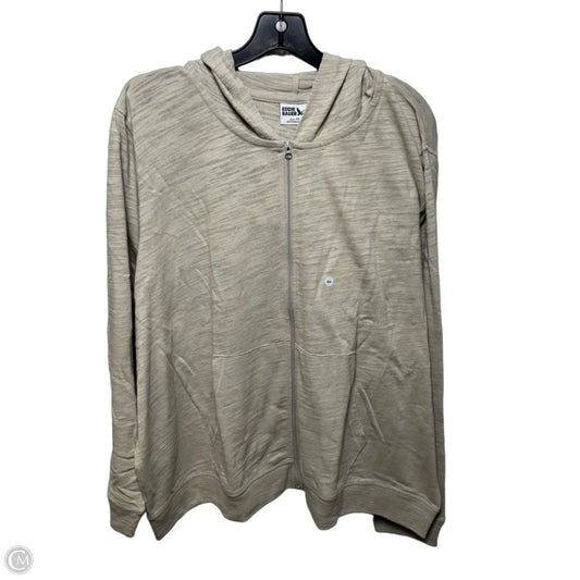 Waverly Cotton Slub Sweatshirt Athletic Top Long Sleeve Hoodie By Eddie Bauer In Pumice, Size: 2x