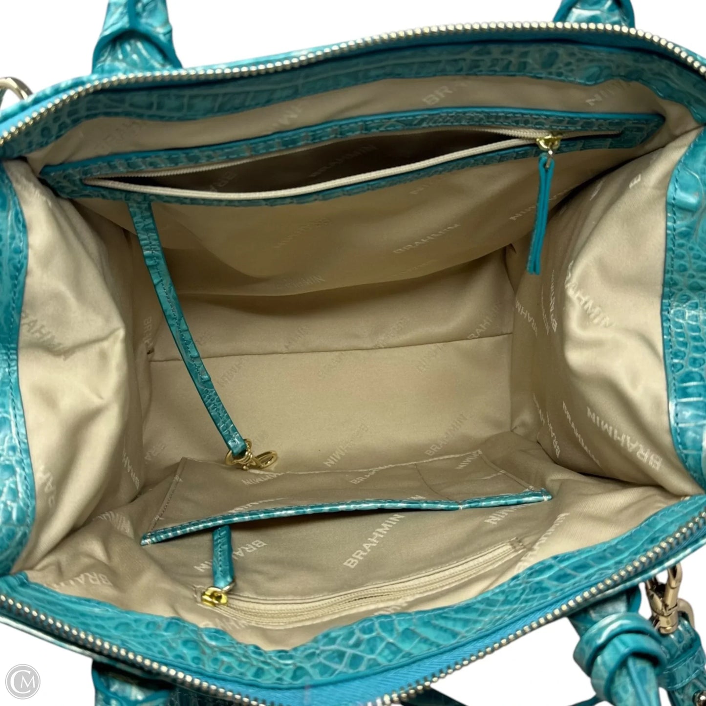 Caroline Satchel In Mermaid Green Melbourne, Designer By Brahmin, Size: Medium