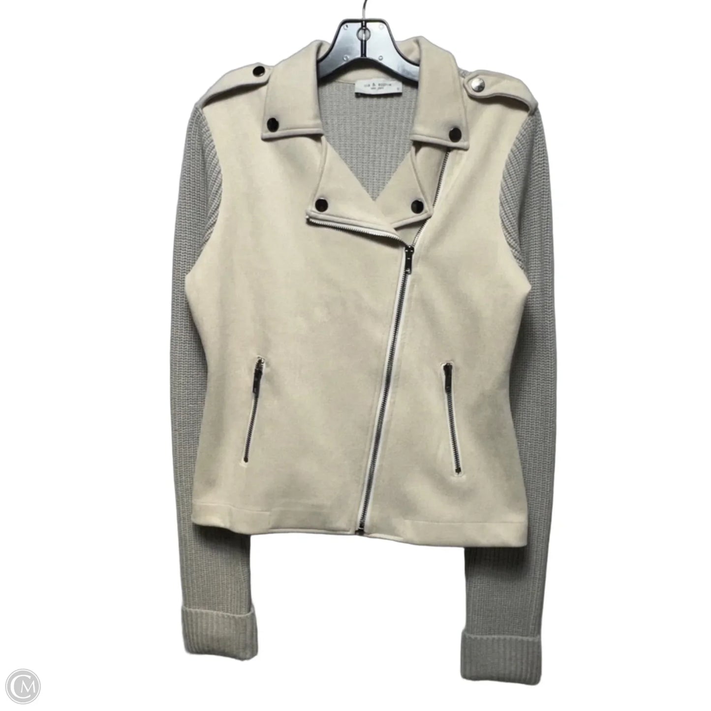 Wool Jacket Moto By Lola & Sophie In Cream, Size: S