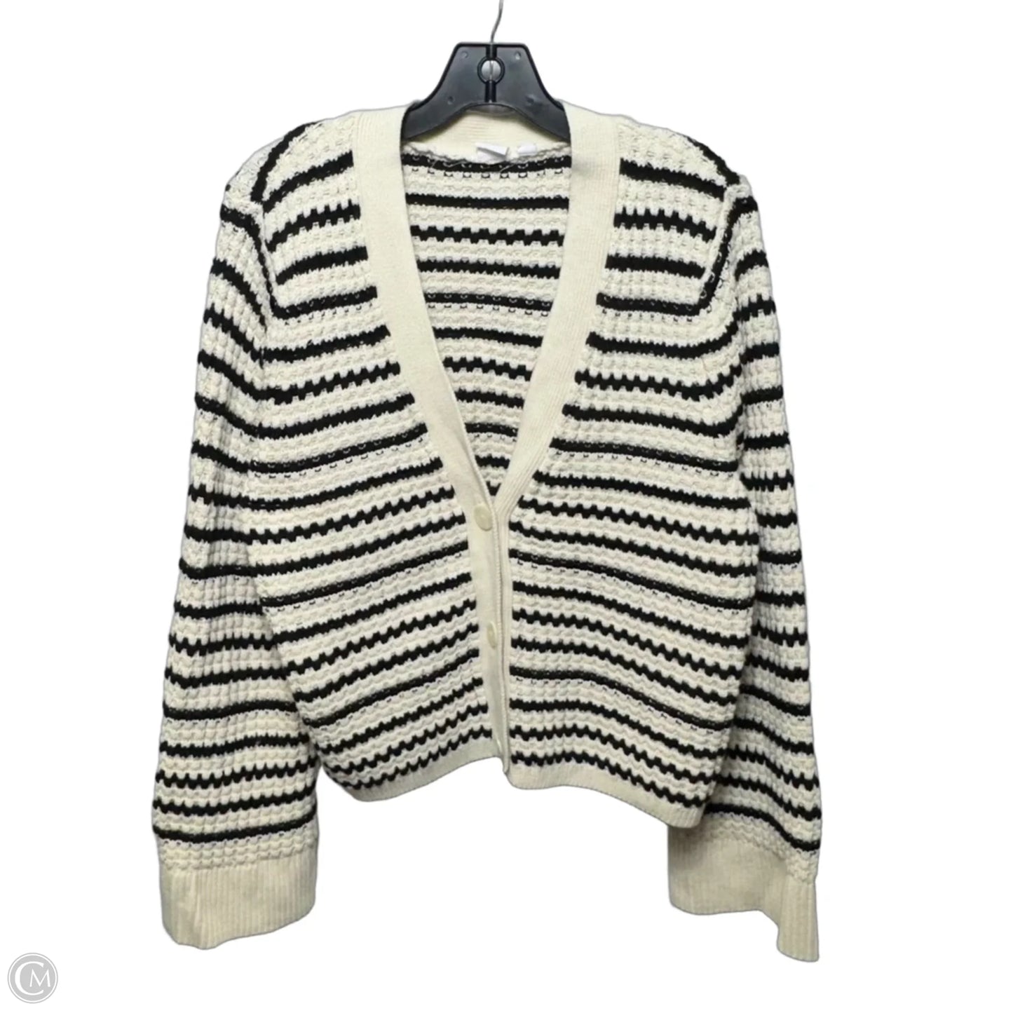 Cotton Sweater Cardigan By Gap In Striped Pattern, Size: L