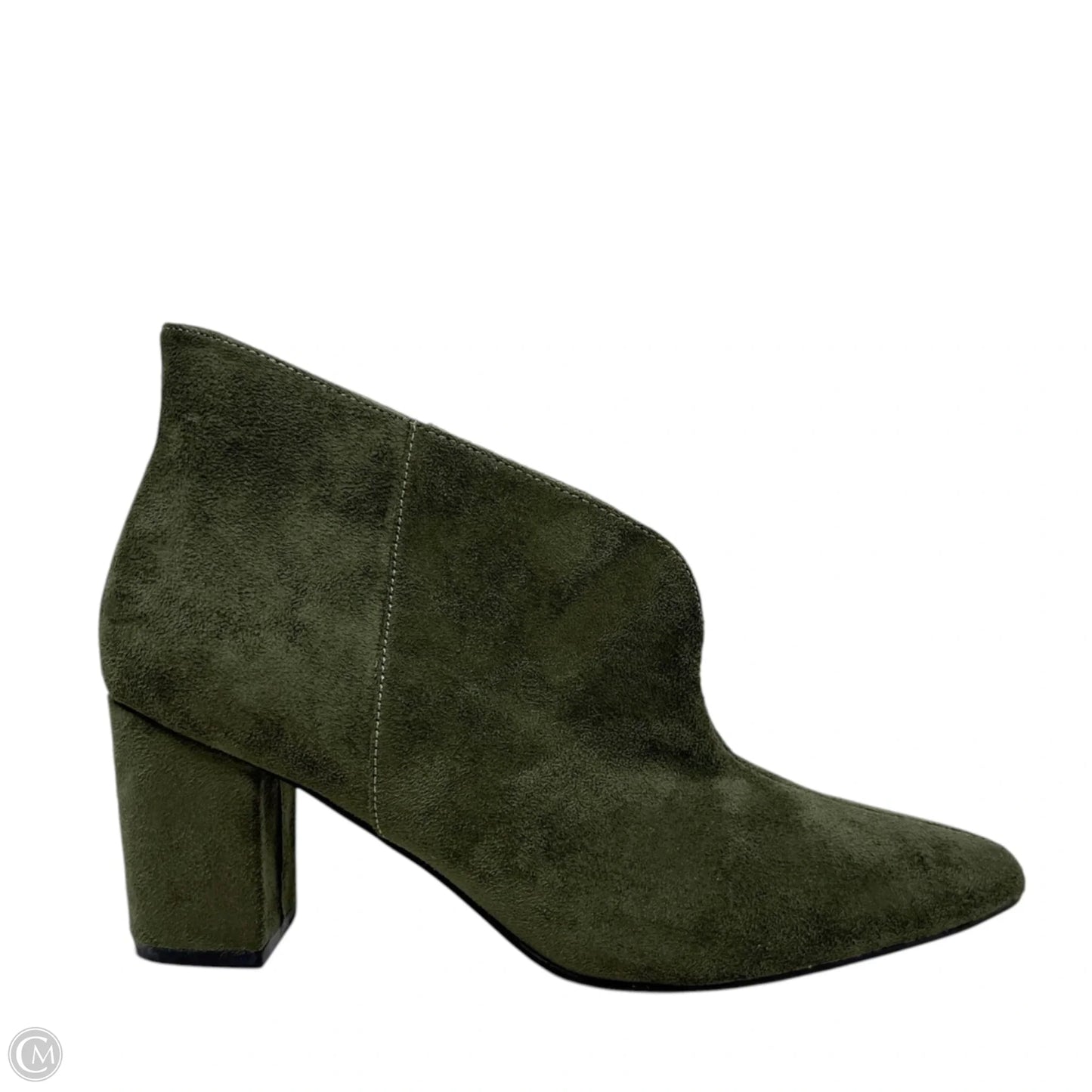 Vegan Suede Booties Ankle Heels By H For Halston In Green, Size: 6.5