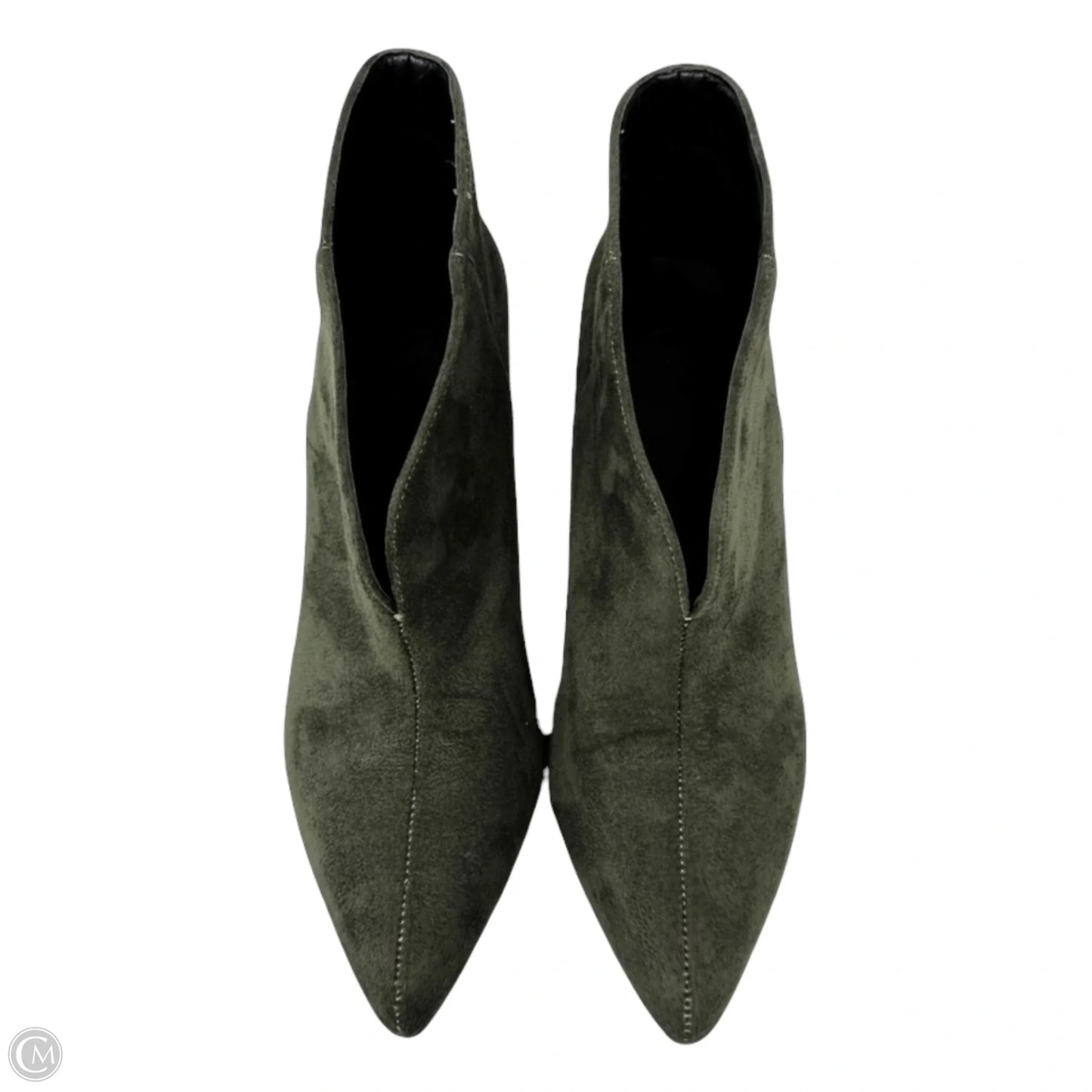 Vegan Suede Booties Ankle Heels By H For Halston In Green, Size: 6.5