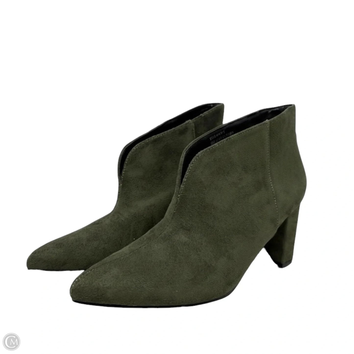 Vegan Suede Booties Ankle Heels By H For Halston In Green, Size: 6.5
