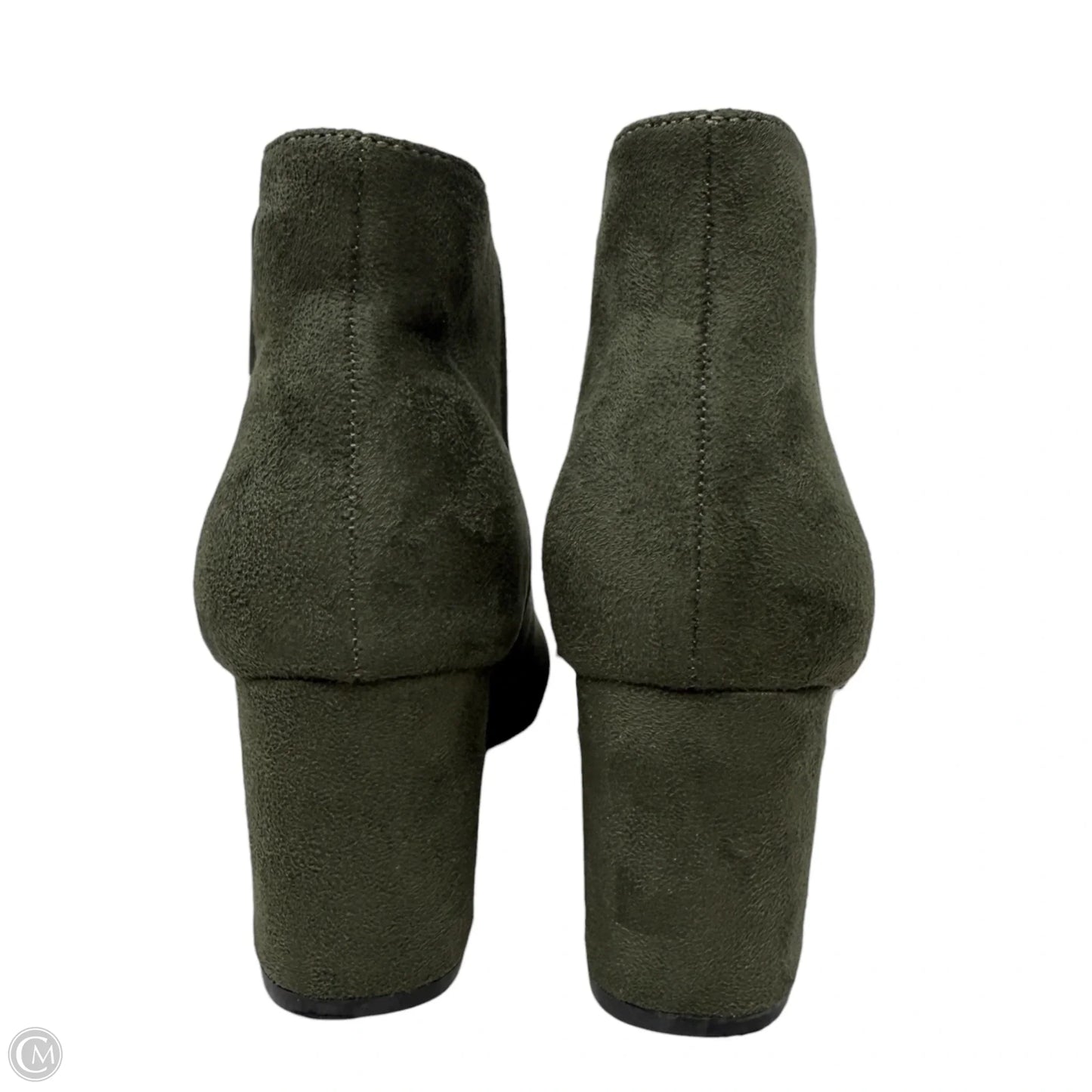 Vegan Suede Booties Ankle Heels By H For Halston In Green, Size: 6.5