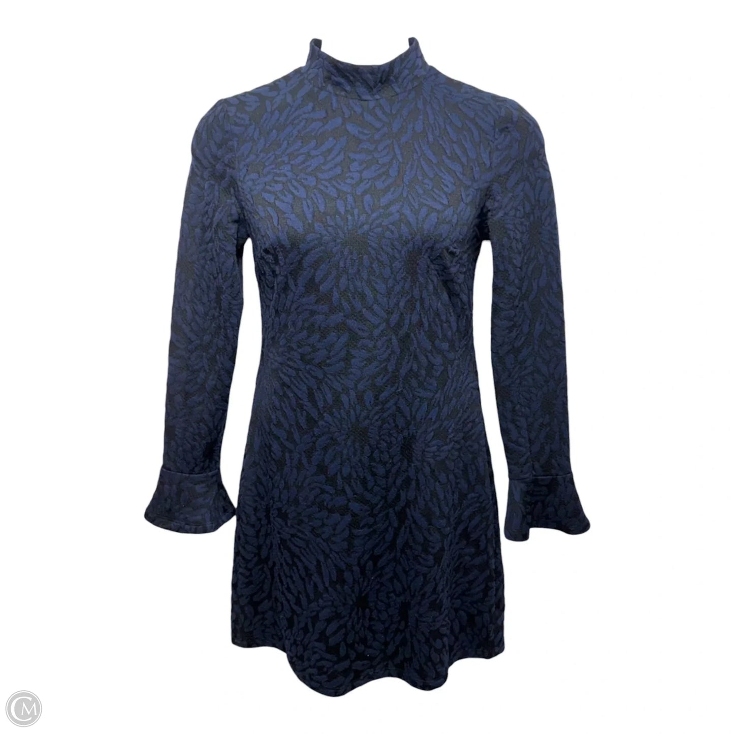 Michaela Textured Bell Sleeve Tunic Dress By Hutch X Anthropologie In Black & Blue, Size: M