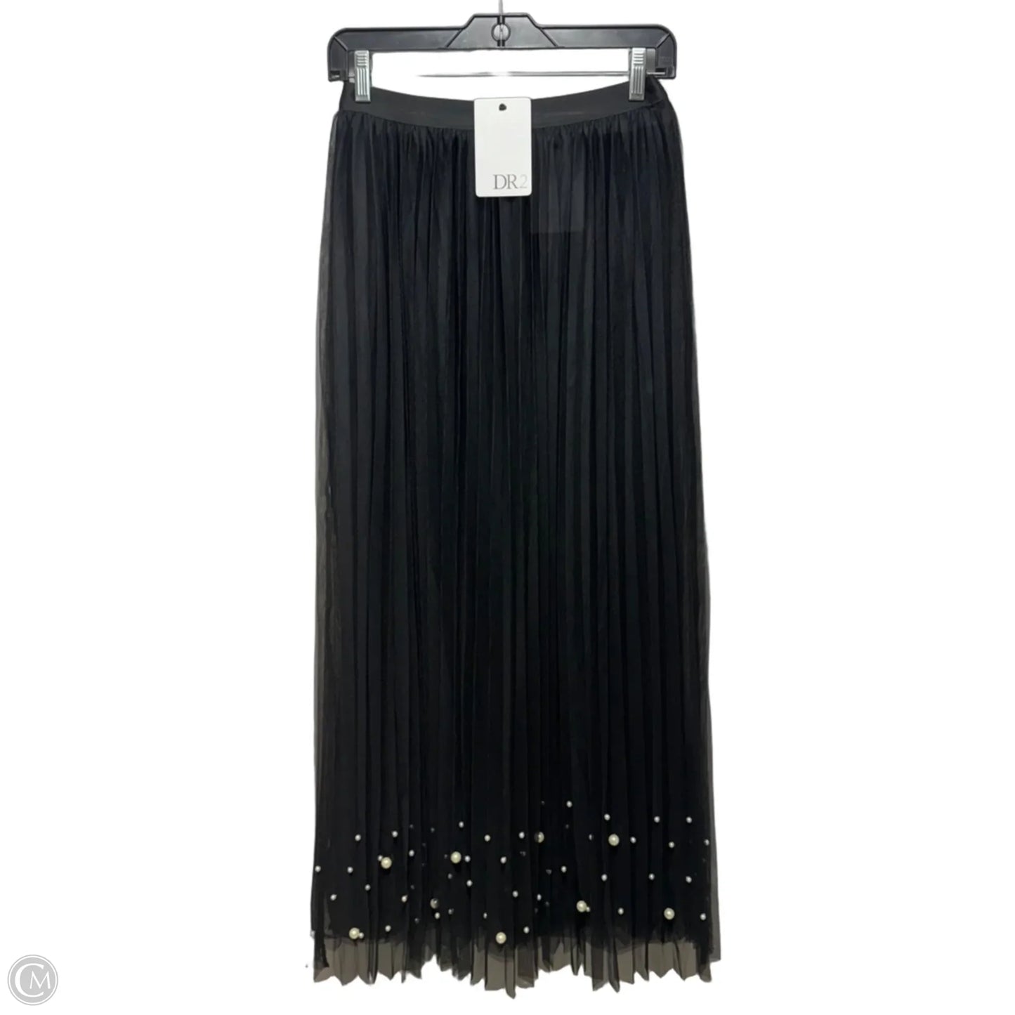 Pearl Embellished Hem Pleated Skirt Maxi By Dr2 by Daniel Rainn In Black, Size: S