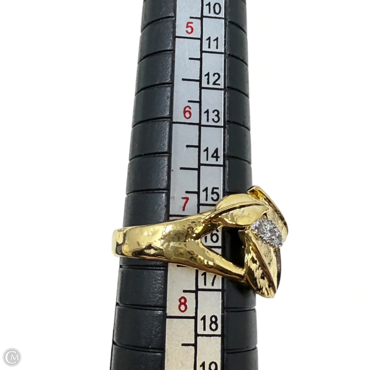Crystal 3 Tone Leaf Statement Ring, Size: 7