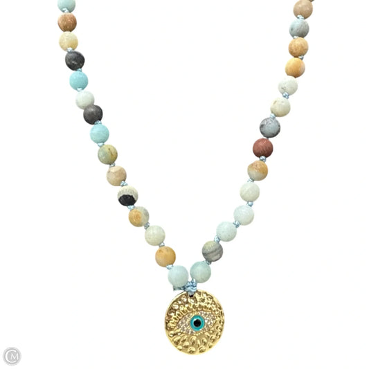 Multi Stone Beaded Evil Eye Pendant Necklace