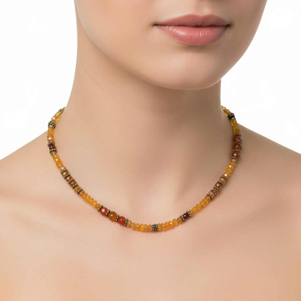 Multi Orange Gemstone Beaded Necklace By DAC Deborah Armstrong
