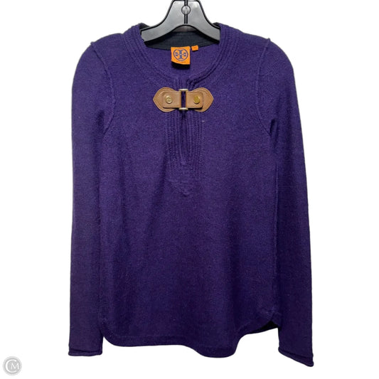 Keyhole Wool Blend Sweater Designer By Tory Burch In Purple, Size: Xs