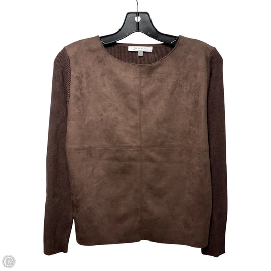 Faux Suede Sweater By Sioni In Brown, Size: S