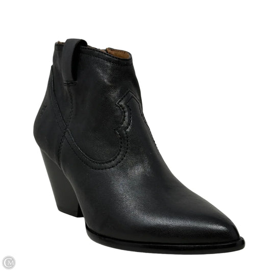 Reina Leather Booties Designer By Frye In Black, Size: 7.5