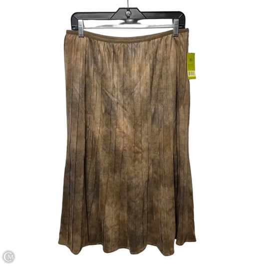 Faux Leather Paneled Skirt Midi By Nic + Zoe In Brown, Size: 10