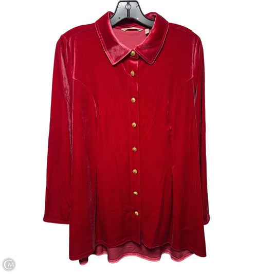 Velvet Top Long Sleeve By Soft Surroundings In Red, Size: L