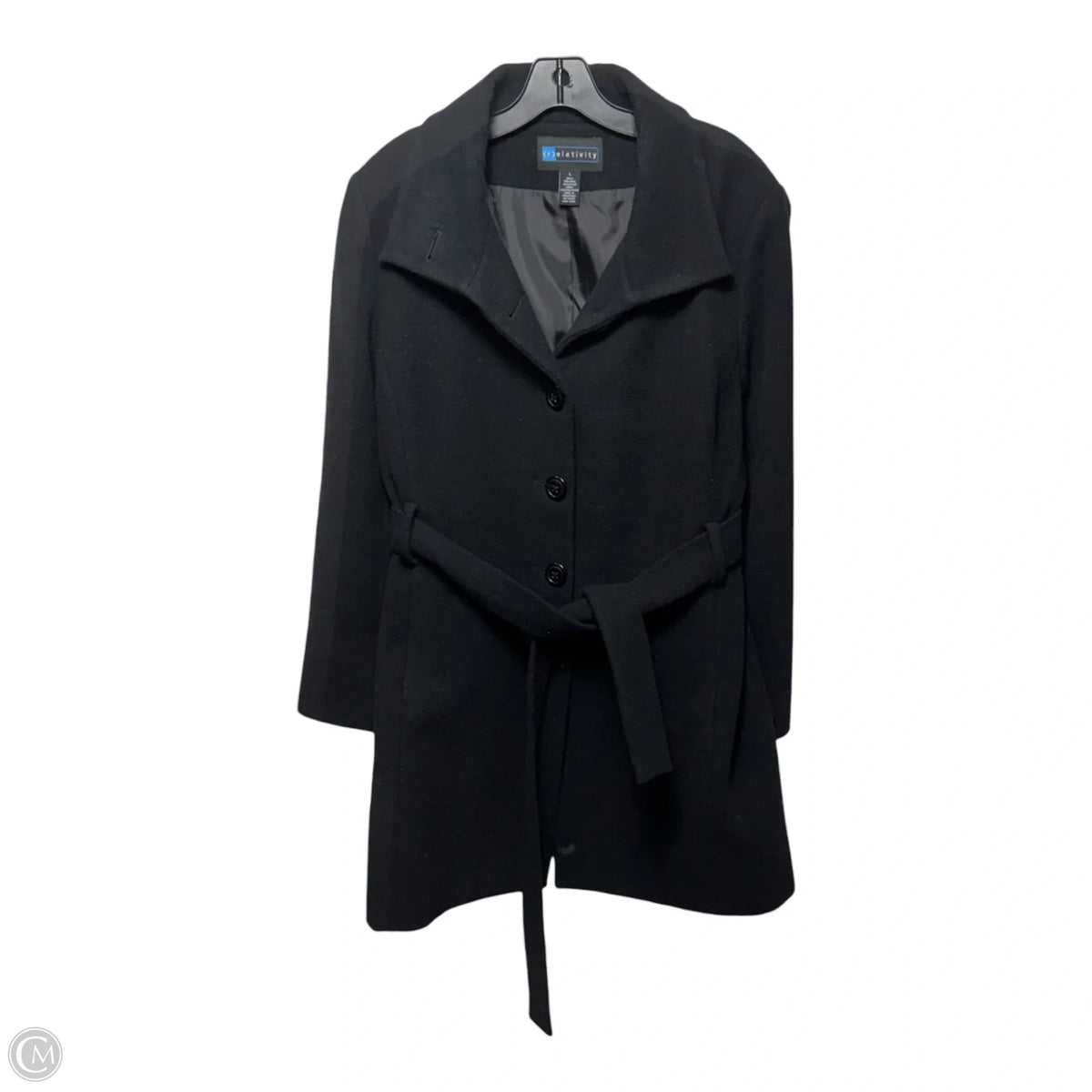 Wool Blend Overcoat By Relativity In Black, Size: L