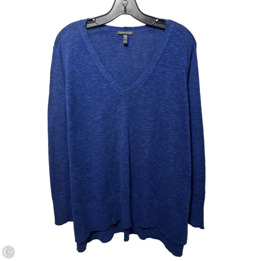 Organic Cotton & Linen Blend Sweater By Eileen Fisher In Blue, Size: Xl