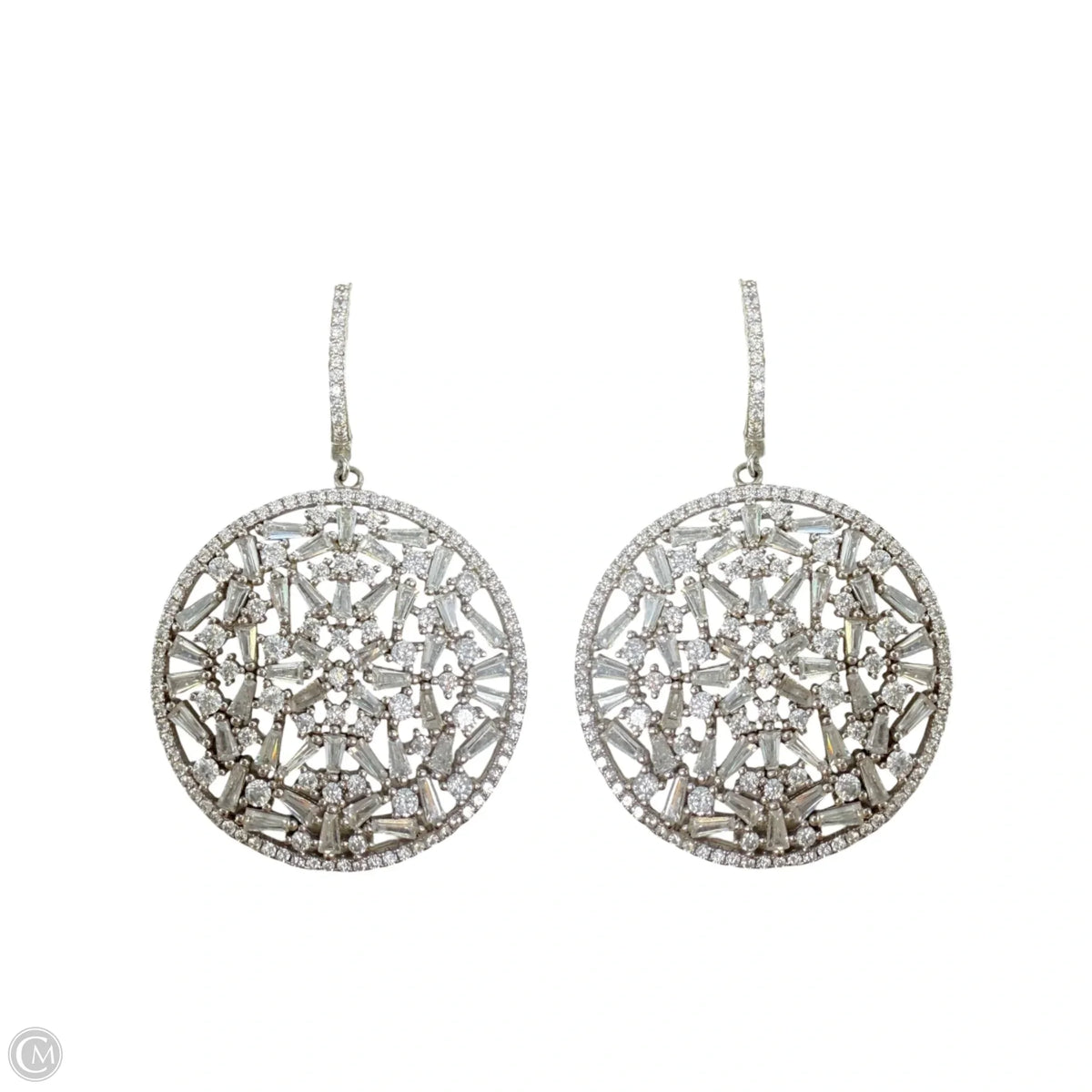 Sterling Silver CZ Dangle Earrings