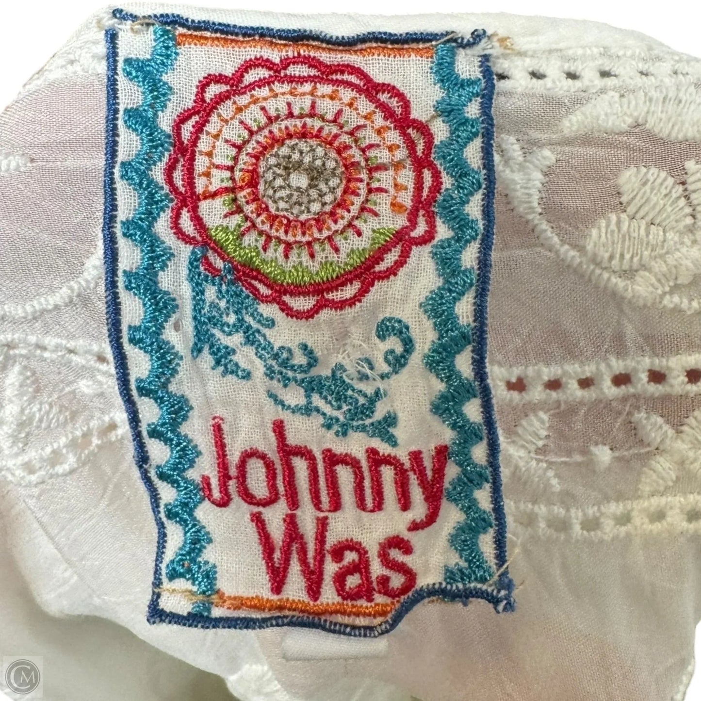 Rose Embroidered & Lace Ruffle Hem Tunic Top By Johnny Was In White, Size: S