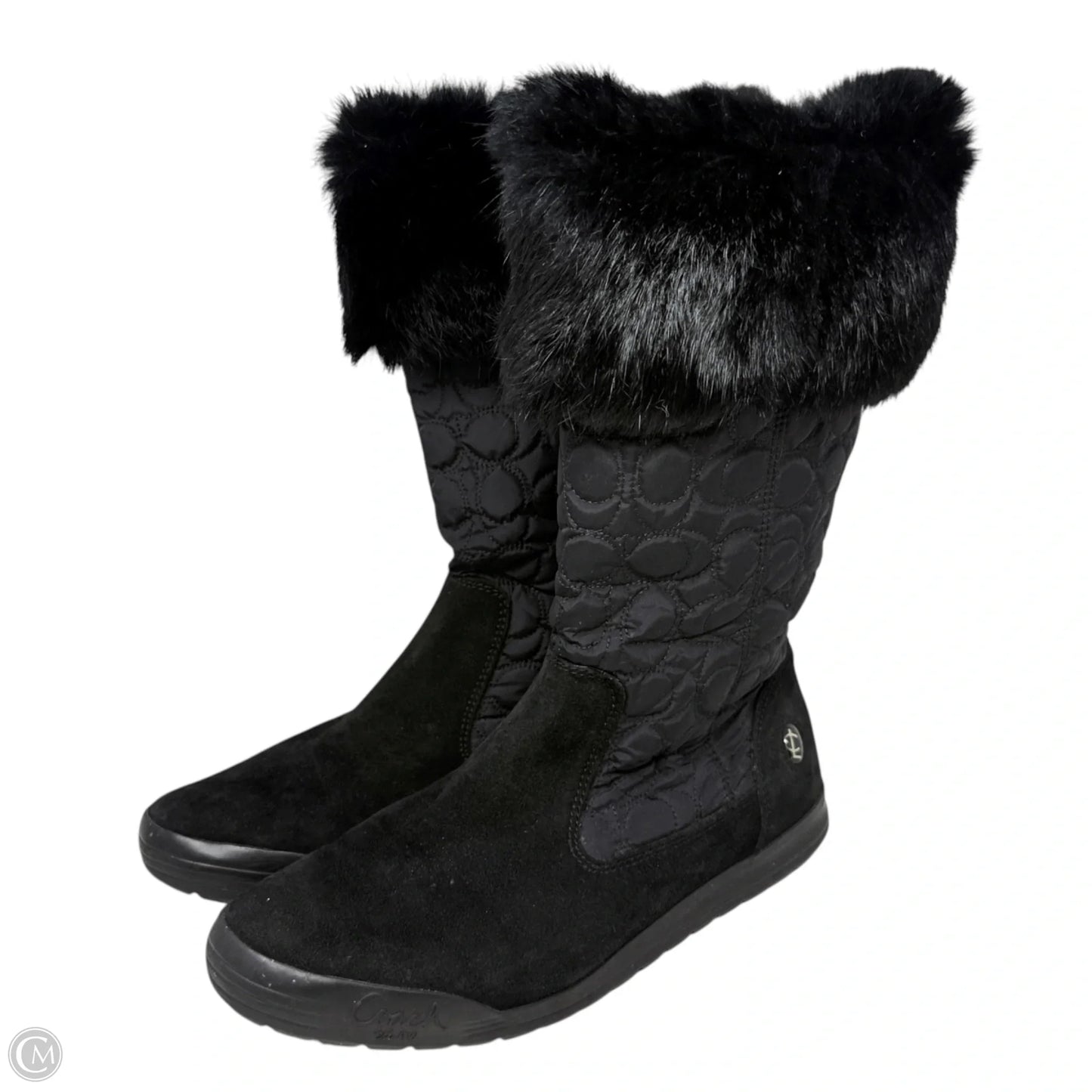 Talen Rabbit Fur Trim Winter Boots Designer By Coach In Black, Size: 9.5