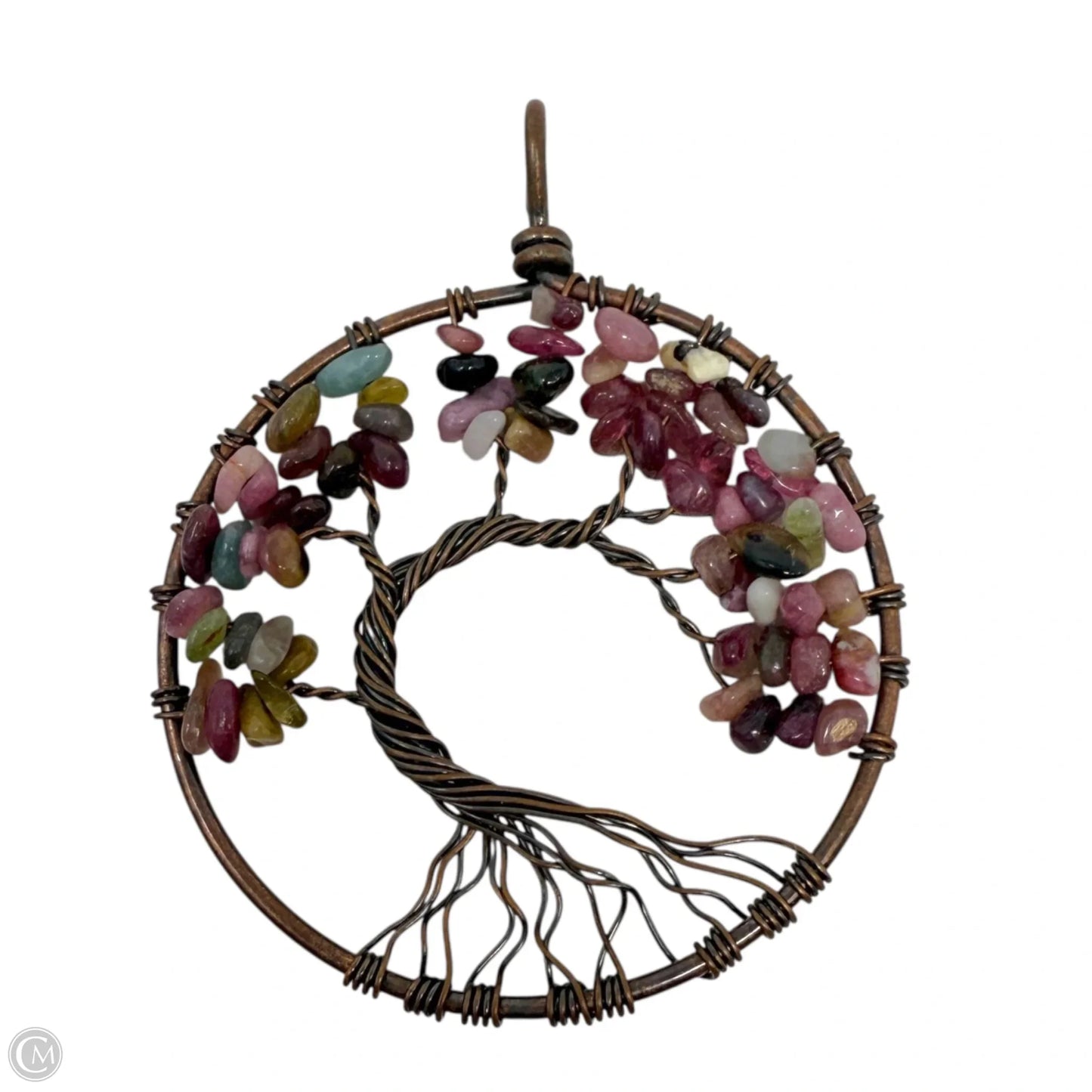 Bronze Wire & Natural Stone Beaded Tree of Life Pendant
