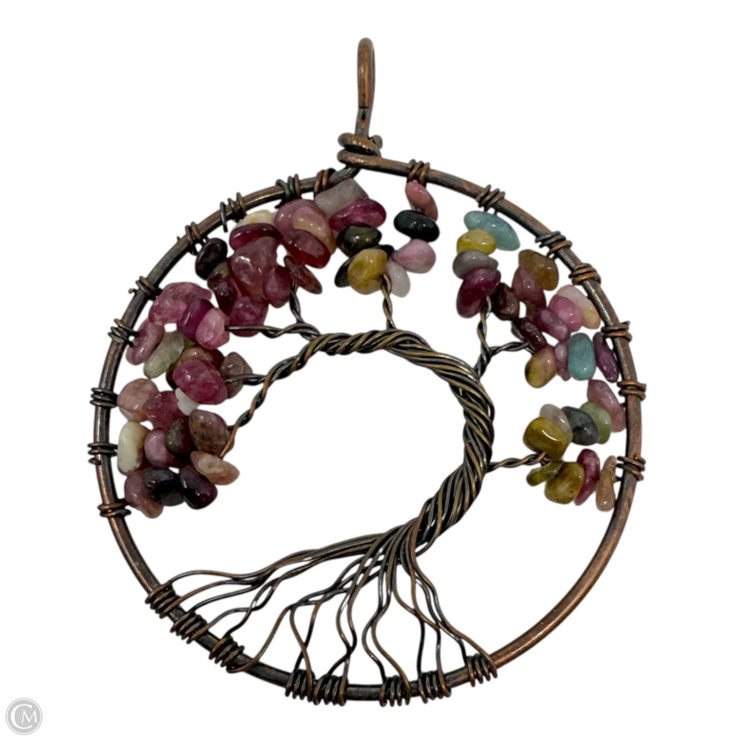 Bronze Wire & Natural Stone Beaded Tree of Life Pendant