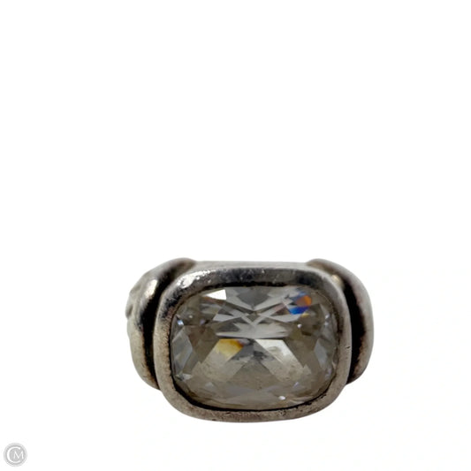 Sterling Silver Square Cubic Zirconia Cable Ring, Size: 5.5