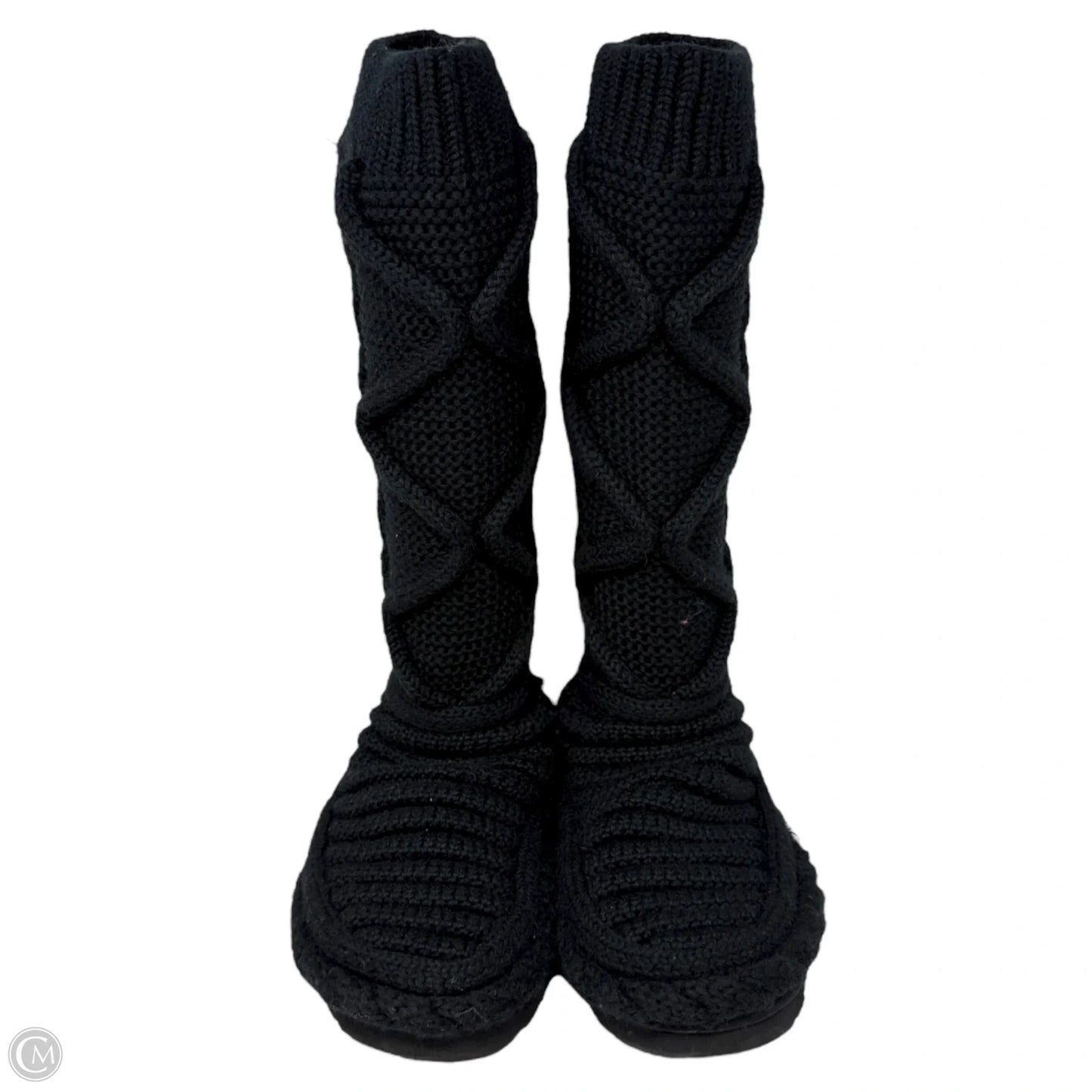 Classic Cardi Cabled Knit Boots Designer By Ugg In Black, Size: 10