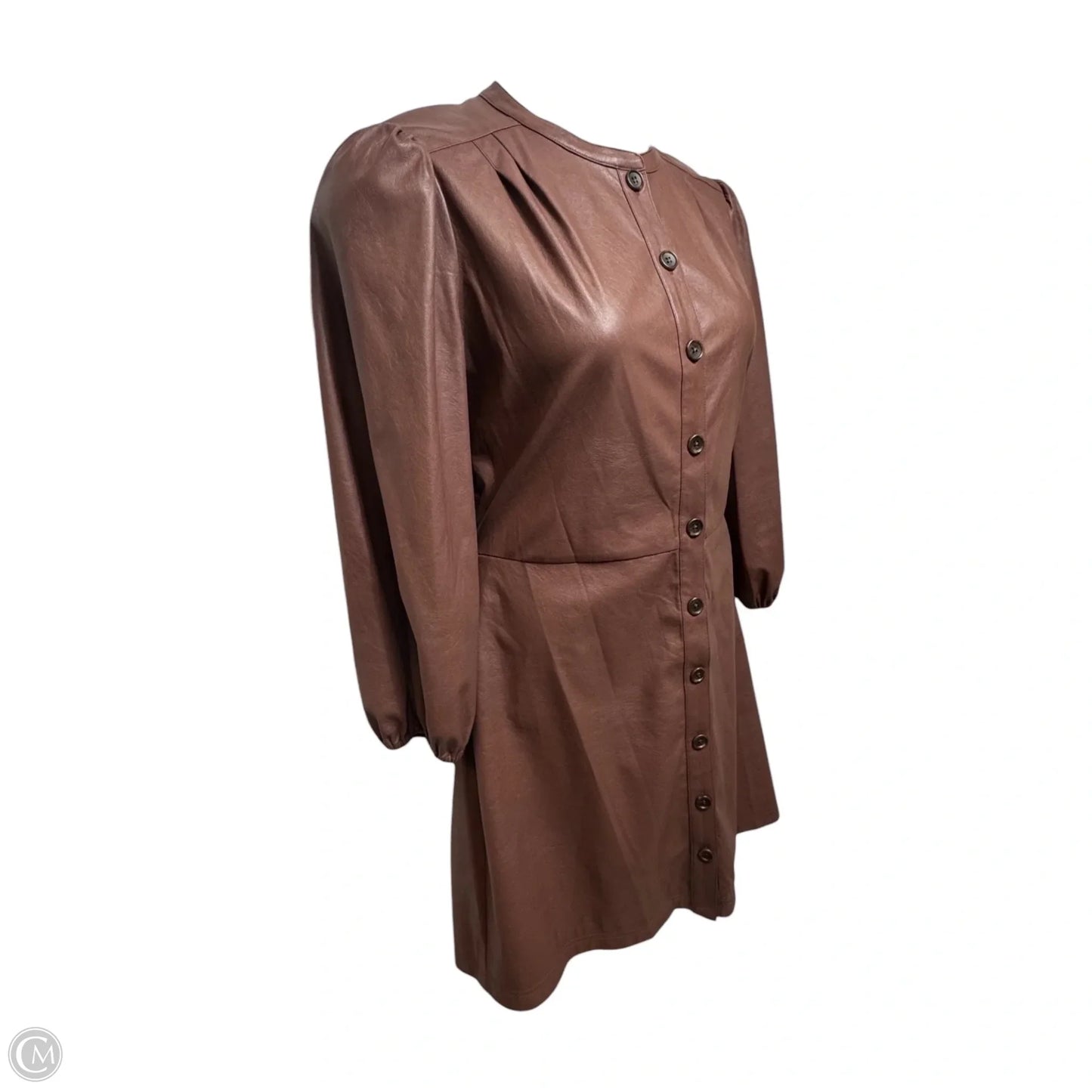 Tallen Faux Leather Shirtdress By Shoshanna In Brown, Size: 12