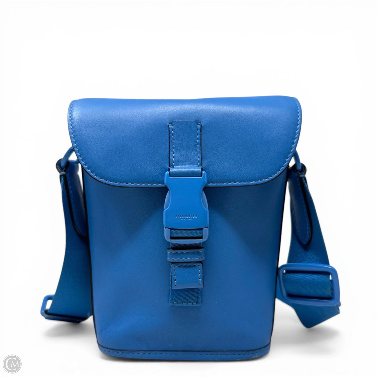 Track Small Flap Leather Crossbody Bag In Racer Blue Designer By Coach, Size: Small