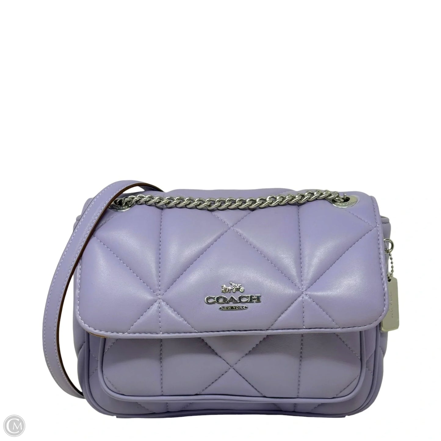 Quilted Leather Klare Crossbody 25 In Silver/Mist Designer By Coach, Size: Medium