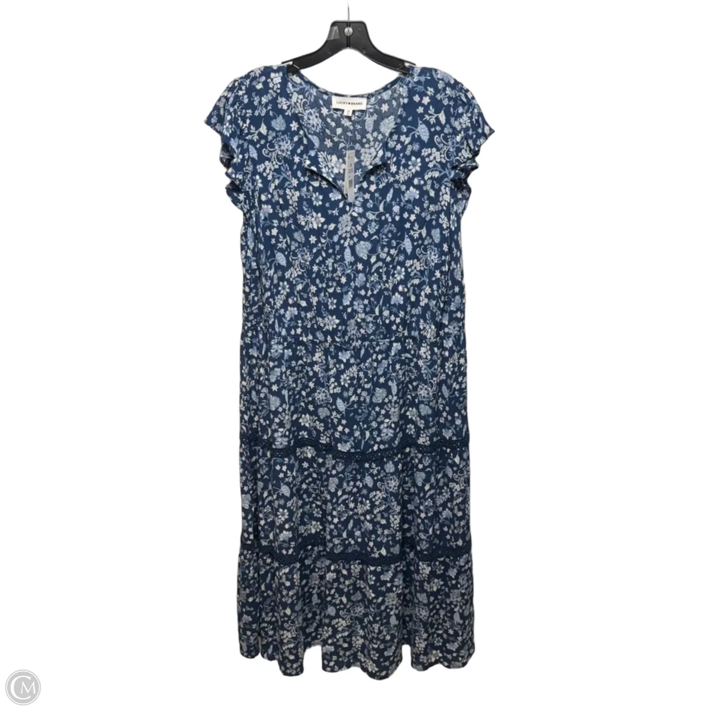 Dress Casual Maxi By Lucky Brand In Dark Blue Floral, Size: 2x