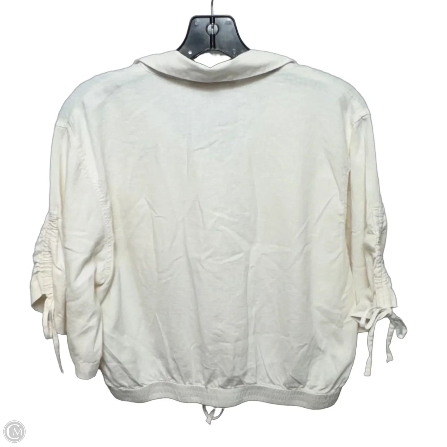 Linen Blend Top Short Sleeve By Loft In Tan, Size: M